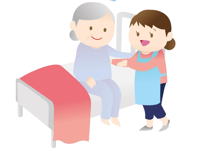 イラストベッドからの立上り介助 介護認定調査員の部屋